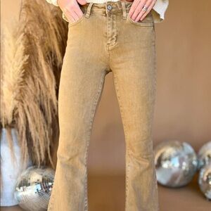 Vervet Copper High Rise Raw Hem Flare Jeans